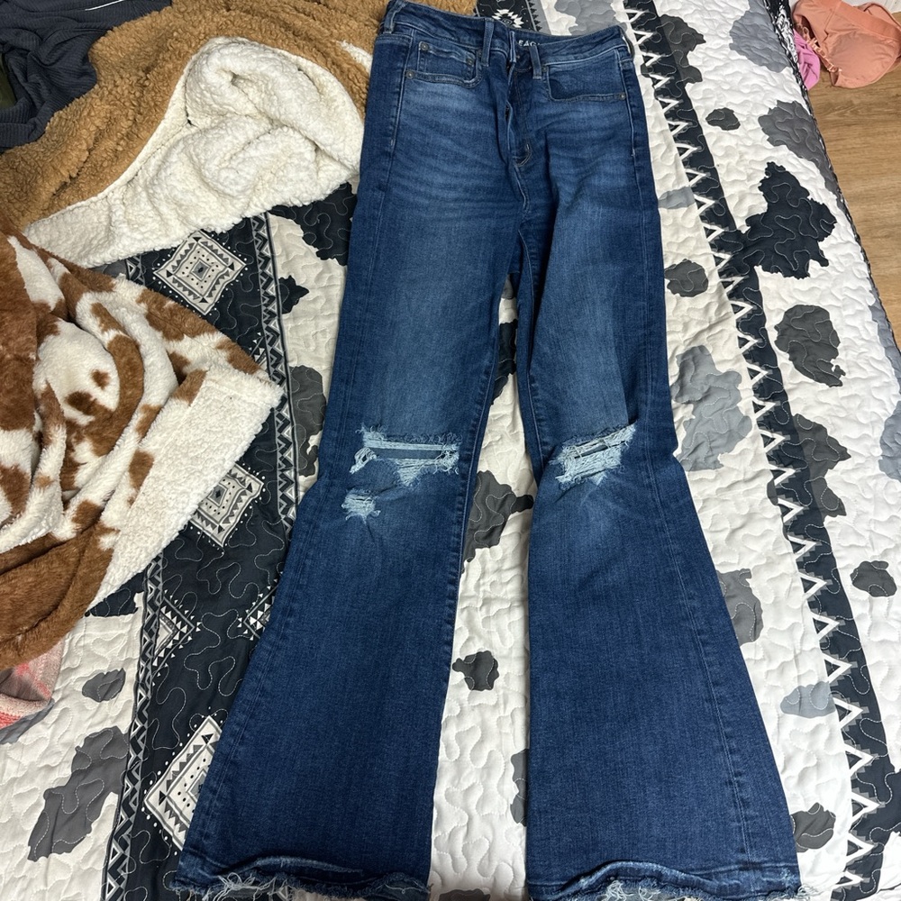 American Eagle Blue Flare Wide Leg Jeans